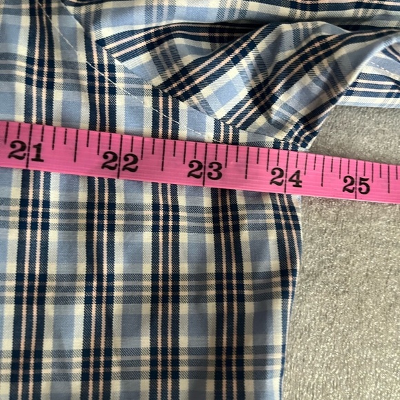 [XL] L.L. Bean Blue and White Casual Button Up Plaid Cotton Dress Shirt - Picture 4 of 8